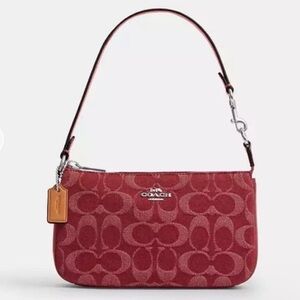 Coach Nolita 19 In Red Signature Denim NWT